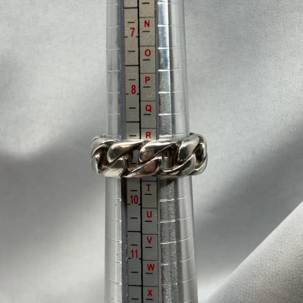 Unbranded Curb Link Chain Ring Unisex Size 9 Silver Good Sterling 925 Band